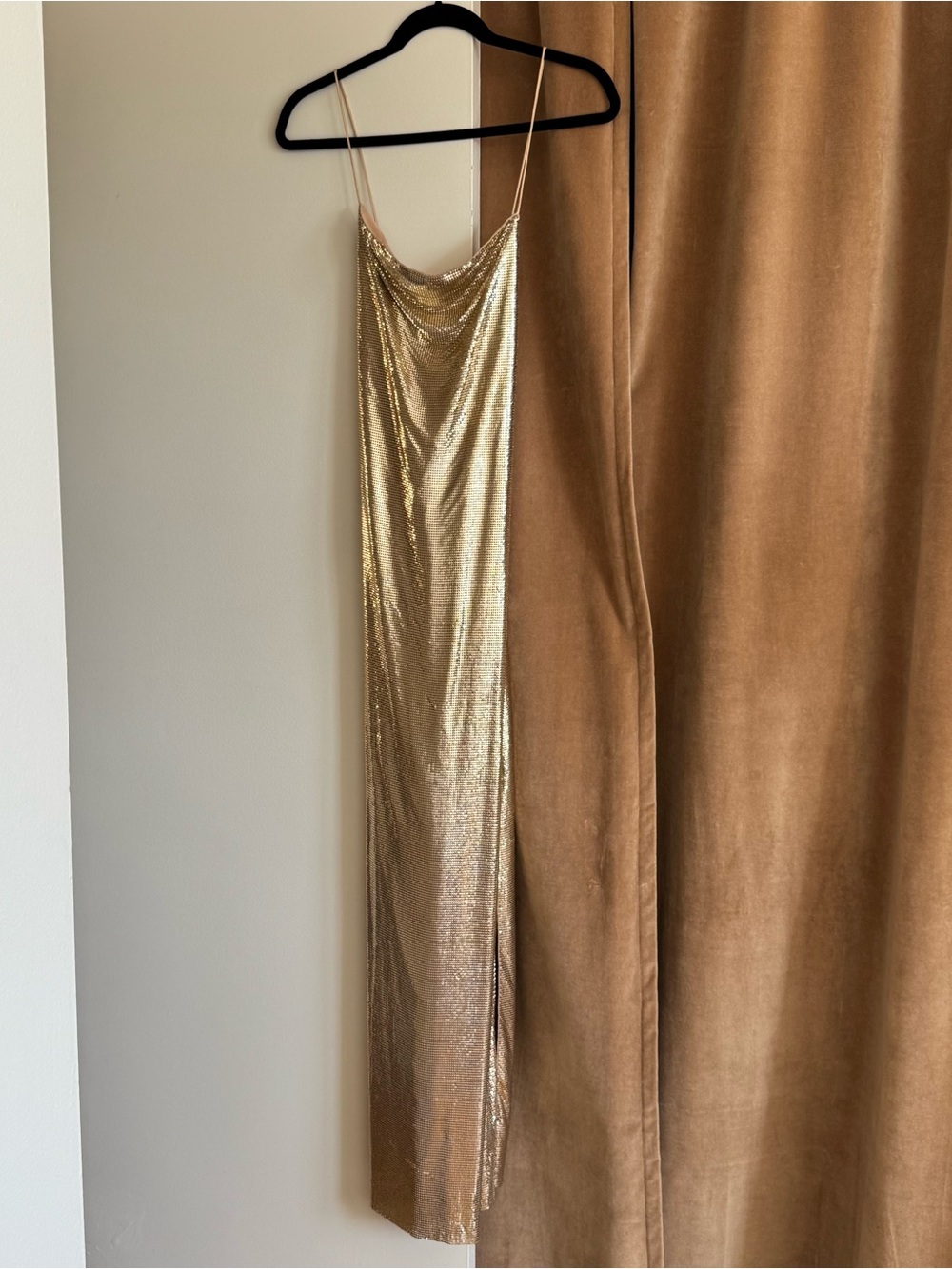Alice + Olivia Harmony Chainmail Maxi Dress in Gold
